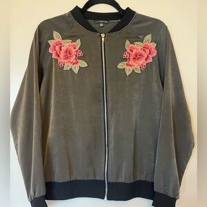 Bomber Jacket with floral appliqué